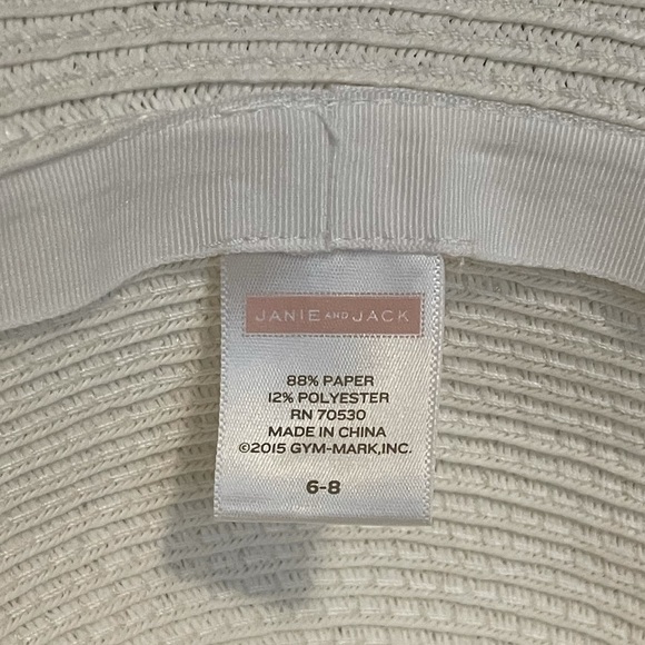 Janie and Jack Girls Sun Straw Hat sz 6-8 NWOT - Picture 3 of 5